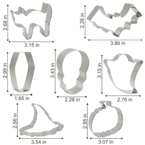 Halloween Cookie Cutter Set of 7 - 3 Inch Stainless Steel Shapes for Baking & Crafts
