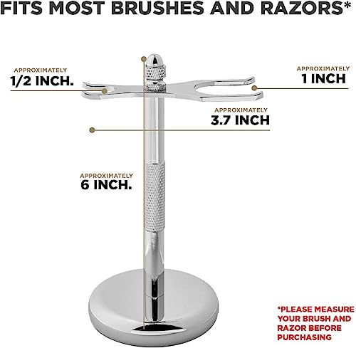 Perfecto Deluxe Chrome Razor and Brush Stand - Elegant Shaving Accessory