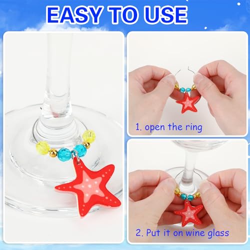 Summer Style Wine Glass Charms Set - Beach Hawaii Pattern Drink Markers