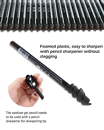 Waterproof Gel Eyeliner Pencil Set - 2 Black + 1 Brown Long-Lasting Smudgeproof Makeup