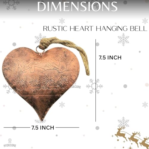 Rustic Heart Hanging Bell Metal Wall & Door Decoration for Christmas & Weddings