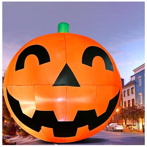 Giant 11.2Ft Halloween Inflatable Pumpkin with Built-in LED Lights for Yard and Party Decor