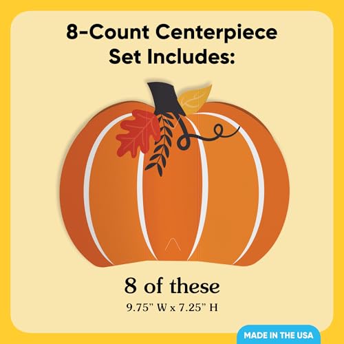 Fall Pumpkin Centerpieces Set of 8 - 3D Autumn Table Decor for Thanksgiving & Halloween
