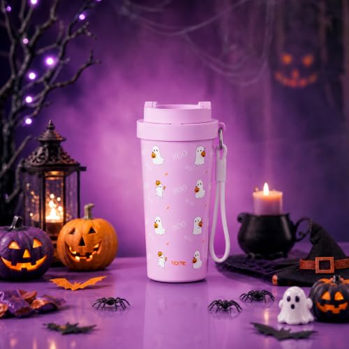 Halloween Ceramic-Lined Insulated Coffee Mug with Infuser - 17oz, Leak-Proof, One-Hand Pop Open Lid