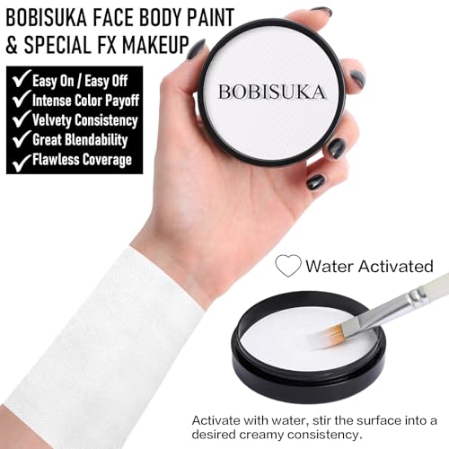 Clown White Face & Body Paint Kit - Water-Based Non-Toxic Halloween Costume Makeup - Variation: White