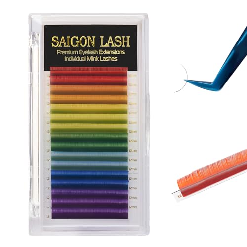 Rainbow C Curl Lash Extensions - 0.07mm Thickness, 8mm Length, Classic Volume
