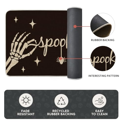 Skeleton Halloween Kitchen Mats Set of 2 - Black 17x29 & 17x59 Inches