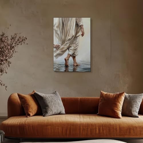 Jesus Walking Canvas Wall Art - 24"L x 16"W 3D Religious Christian Decor