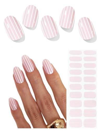 Semi Cured Gel Nail Strips Set - Summer Pink, 20 Pcs Salon-Quality Nail Wraps