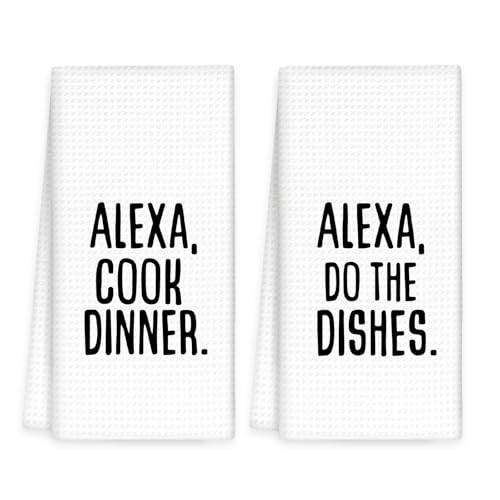 Funny Kitchen Towels Set of 2 - Patterned Red Maroon Do The Dishes Tea Towels
