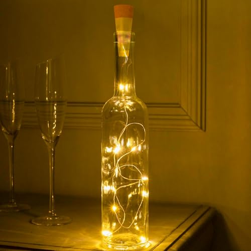 Dumcuw Warm+ 3 Pack USB Rechargeable Bottle Fairy Lights with Cork - Christmas Decor