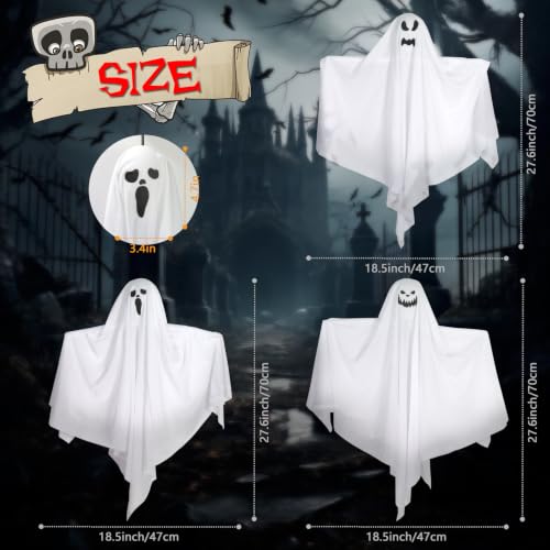 Halloween Hanging Ghost Decorations 9 Pack - 27.6 Inch Flying Ghosts with Bendable Arms - Spooky Home and Party Decor - Variation: Hanging Ghosts 9PCS