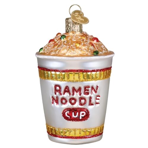 Glass Ramen Noodle Cup Ornament - Handcrafted Holiday Tree Decoration