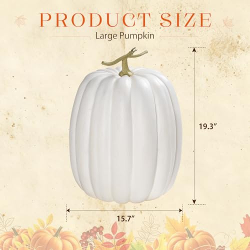Large White Faux Pumpkin - Rustic Fall Harvest Decor for Halloween & Thanksgiving