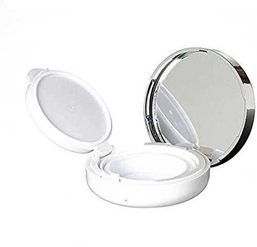 Skiennix Portable Air Cushion Puff Box - Luxurious White Silver Edge with Mirror & Powder Puff | 15g 0.5oz