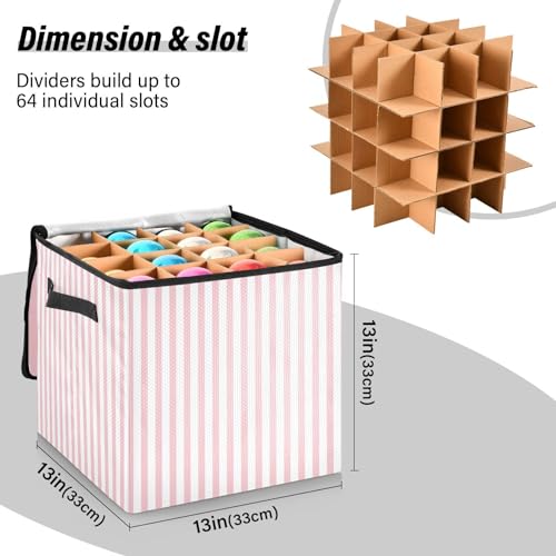 Large Christmas Ornament Storage Box with Zipper & Dividers - 64 Capacity, 13x13 Inch