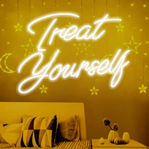 Treat Yourself LED Neon Sign Wall Decor 21.65x15.7in USB Dimmer White