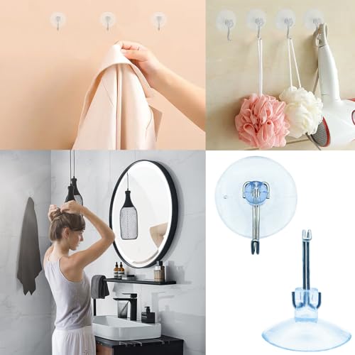 Reusable Transparent Suction Cup Hooks for Kitchen Bathroom Window Glass Door
