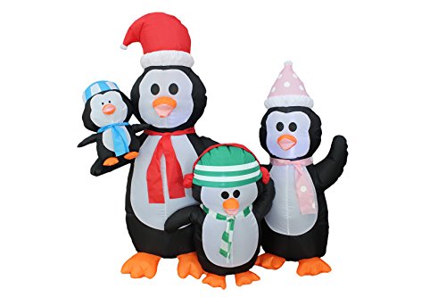 Christmas Inflatable Decorations Bundle - Penguins with Lights for Indoor Outdoor Festive Party