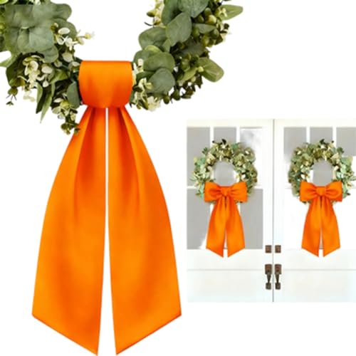 Orange Wreath Sash for Front Door 2 Pack 3.7 x 54 Inch Polyester DIY Decoration