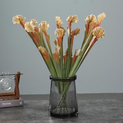 Artificial Carnivorous Pitcher Plant Set - 17.5 Inch Brown Faux Plants for Home & Wedding Decor