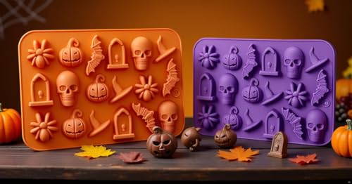 Halloween Silicone Mold Set for Chocolate Gummy Candy Soap and Wax Melts - 3 Pcs
