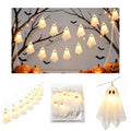 White 6.5FT Fabric Ghost String Lights for Halloween Party - Warm Glow