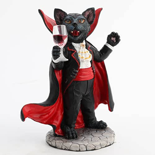Catcula Vampire Cat Figurine - Hand Painted Resin Halloween Collectible