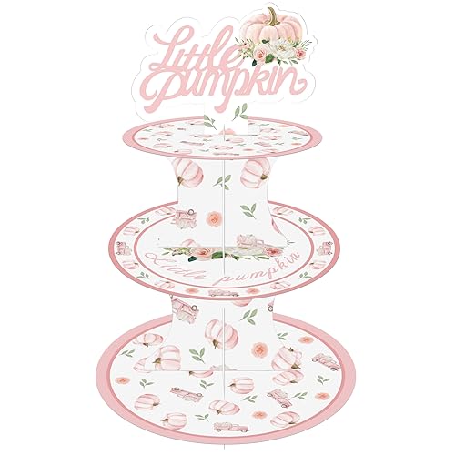 Pink Pumpkin Cupcake Stand 3-Tier Halloween Cardboard Tower - Aukolass
