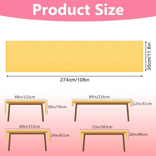 Gold Satin Table Runners 12 Pack - 12 x 108 Inch for Weddings & Parties