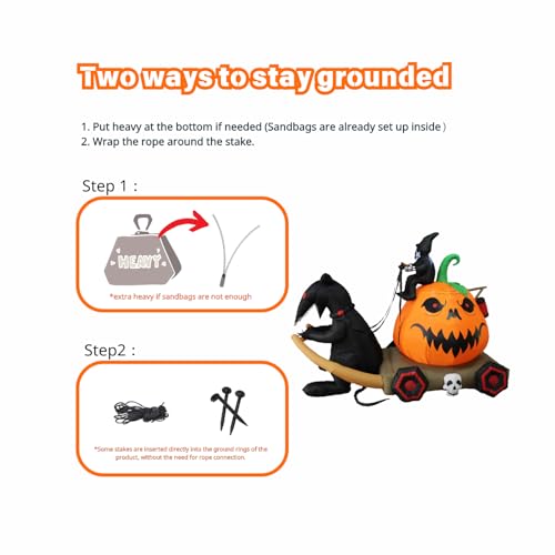 Inflatable Pumpkin Carriage Halloween Yard Decor with LED Lights 9FT Outdoor