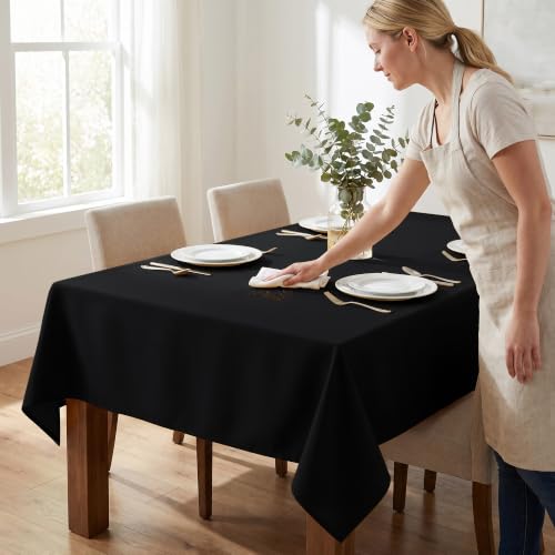 Fitable 6 Pack Rectangle Tablecloths - Black 70 x 108 Inch for Dining & Events