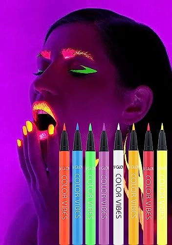 UV Glow Neon White Liquid Eyeliner - Waterproof, Long Lasting, Matte Colorful Eye Pencil