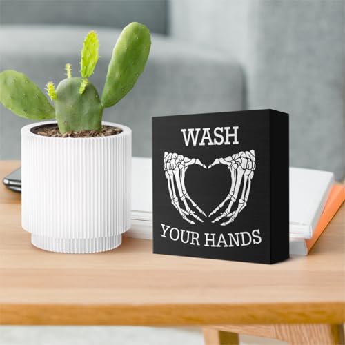 Gothic Bathroom Decor Wood Sign - Wash Your Hands - Witchy Restroom Sign