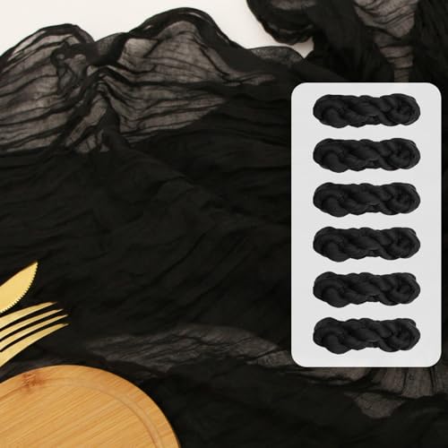 Black Cheesecloth Table Runner 6 Pack - 10Ft Rustic Boho Fall Party Decor