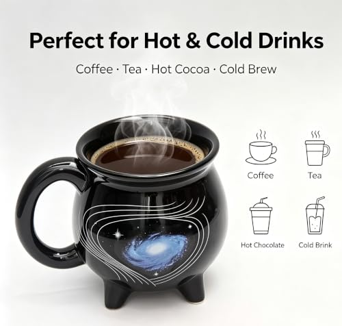 Black Starry Sky Ceramic Cauldron Mug 12 oz Witches Brew Coffee Cup - Variation of THIS listing