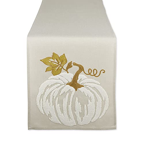 Fall Table Runner with Embroidered White Pumpkin - 14x70 Inches, Thanksgiving Decor Variation of THIS listing