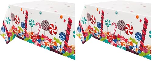 Candy Themed Tablecloth 7x5 Inches - Pack of 2, Lollipop & Candy Party Decor