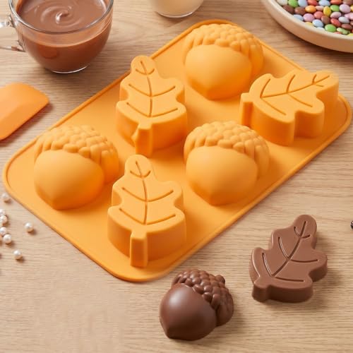 6 Cavity Halloween Thanksgiving Silicone Chocolate Molds - Food Grade, Non-Stick