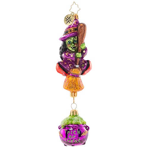 Witchy Woman Glass Christmas Ornament - Halloween Tree Decor - Radko 2023 Collectible