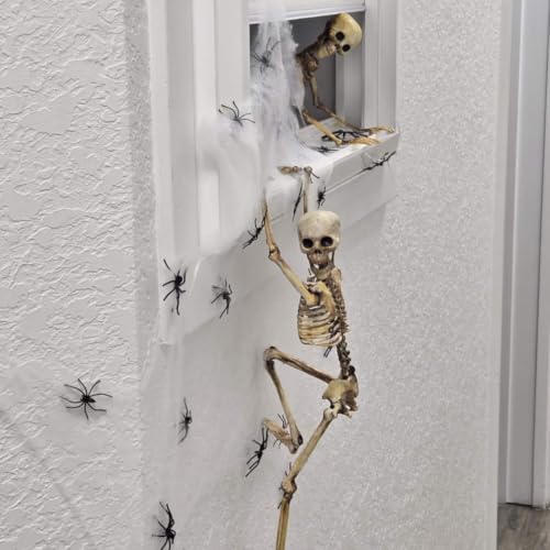 16-Inch Plastic Full Body Skeleton Halloween Decoration - Posable Hanging Skeleton for Haunted House & Graveyard Props