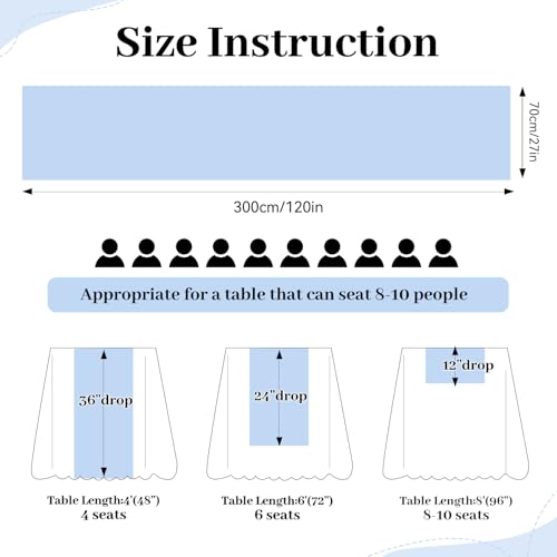 Blue Chiffon Table Runner 15 Pieces 27x120 Inches for Wedding & Party Decor - QueenDream