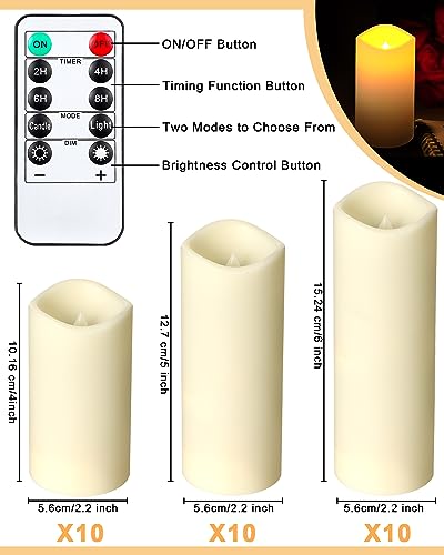 Waterproof LED Flameless Candles with Remote Control - Outdoor Battery Pillar Candles for Wedding Halloween Christmas Decorations, 3 Sizes