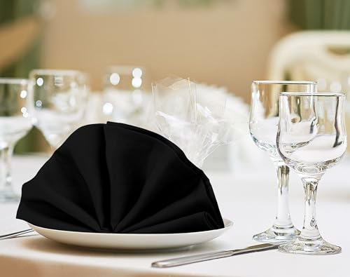 Black Cloth Napkins 17x17 Inches Set of 60 - Durable Polyester Dinner Napkins