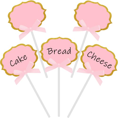 Pink Cheese Markers Food Signs for Buffet - 50 Pcs