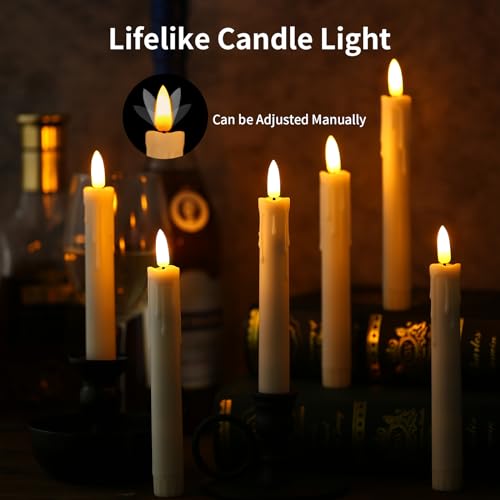 Flameless Taper Candles with Remote Control - 7 Inch LED Flickering Candle Sticks for Holiday Decor, 6 Pack