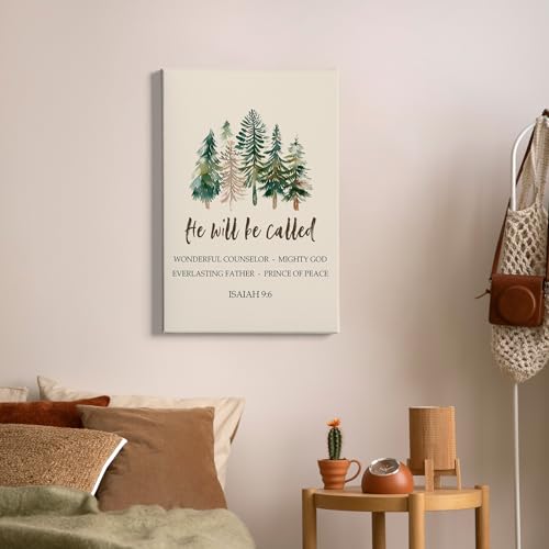 Christian Christmas Wall Art Decor - Isaiah 9:6 Framed Canvas Painting - Variation: Christmas-2 / 16x24 Inch