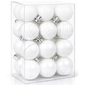 Mini White Christmas Ornaments Set - 24 Small 1.6 Inch Shatterproof Holiday Balls