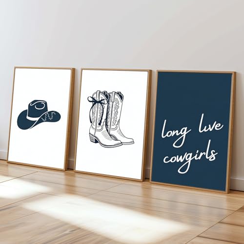 Blue Coastal Cowgirl Canvas Wall Art Posters - Unframed 12x16 Inch