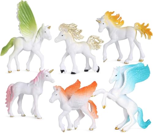 6 Pcs Unicorn Pegasus Model Figures Set for Cake Toppers & Decor